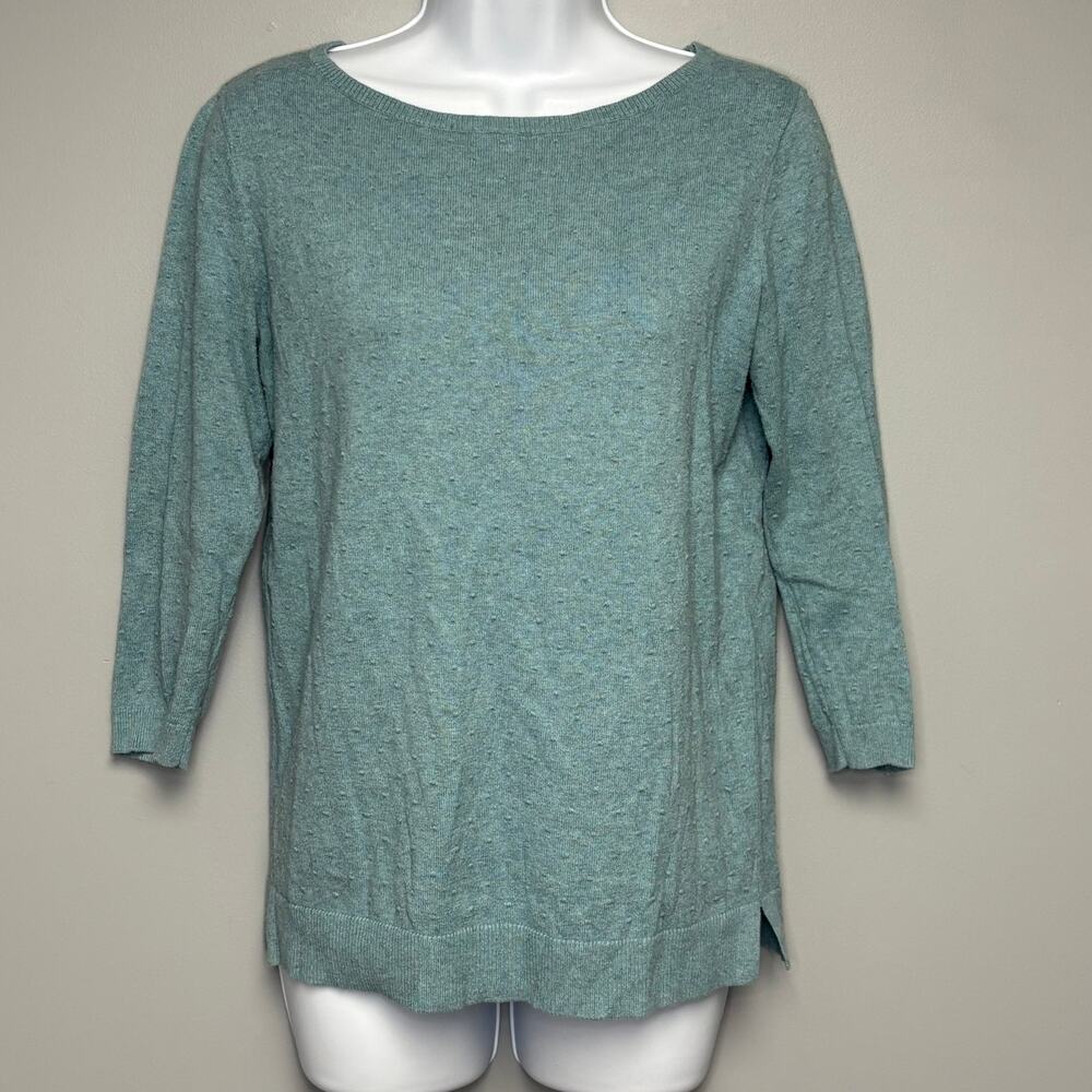 Loft Outlet Preppy Old Money Pointelle Knit 3/4 Sleeve Boatneck Sweater Womens S